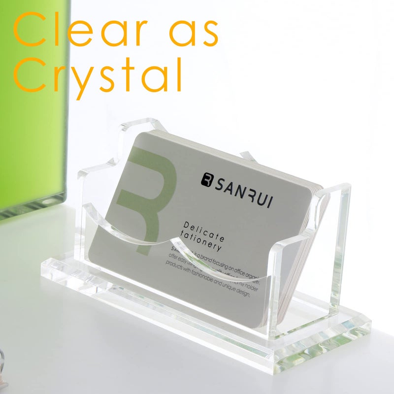 SANRUI Acrylic Business Card Holder for Desk, Horizontal Business Card Display Stand, Clear Business Card Holder Stand, Fits 50~60 Business Cardsï¼ˆPatent No.:US D1,000,519 Sï¼‰ - Image 4